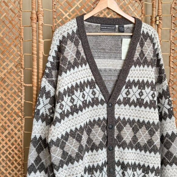 Vintage Nordic Argyle Cardigan - XL - Picture 3 of 3